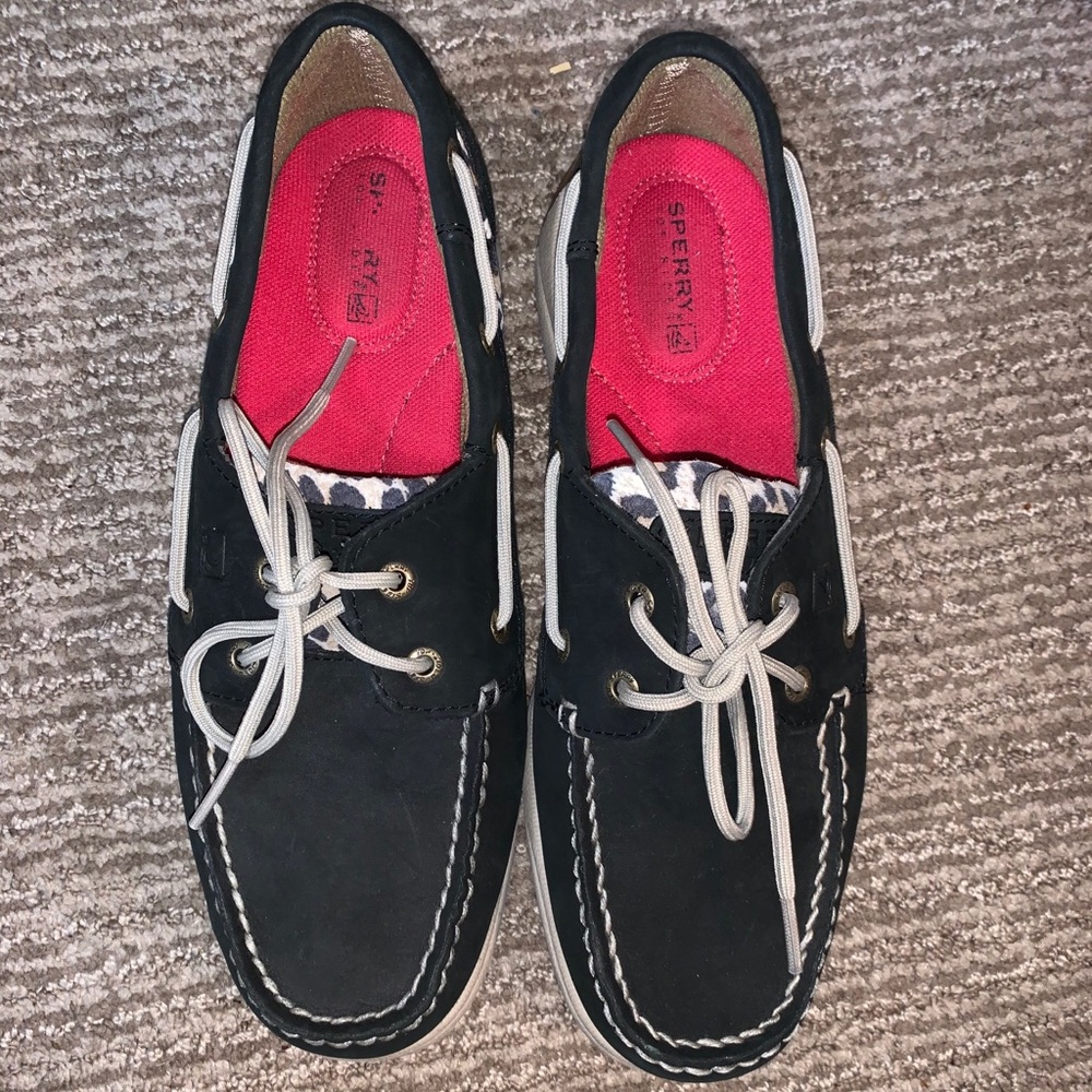 Black and Tan Sperrys Womens